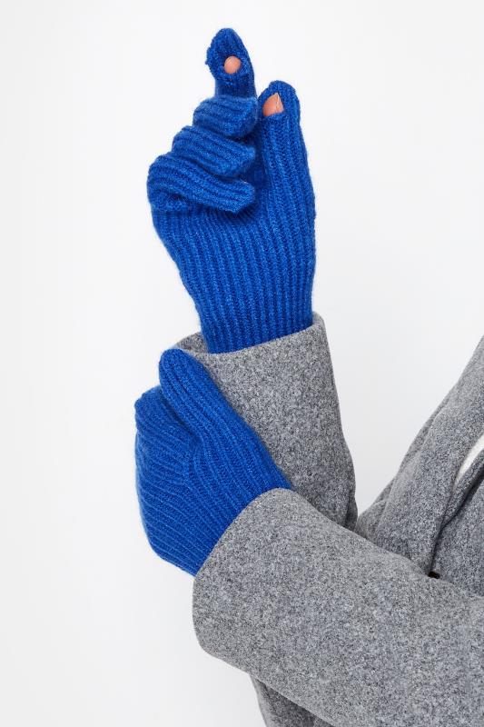  Grande Taille Cobalt Blue Longline Knitted Gloves