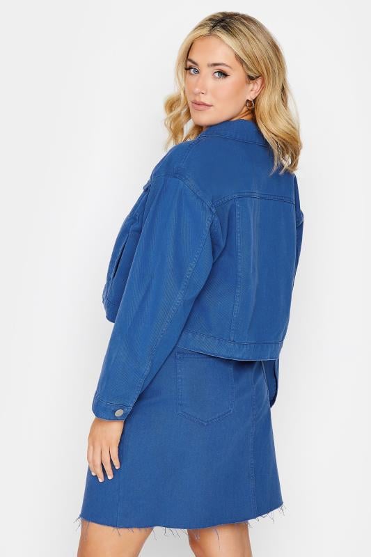 YOURS Plus Size Cobalt Blue Cropped Denim Jacket Yours Clothing