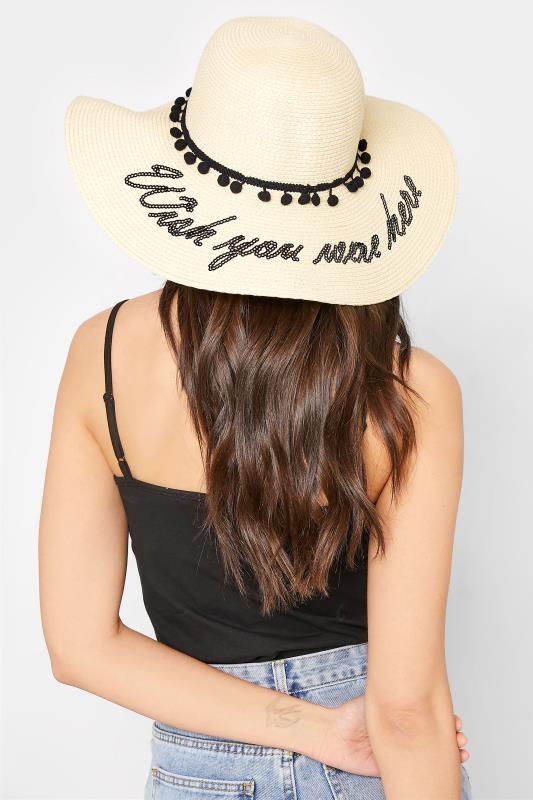 Cream 'Wish You Were Here' Floppy Straw Hat | Yours Clothing 2