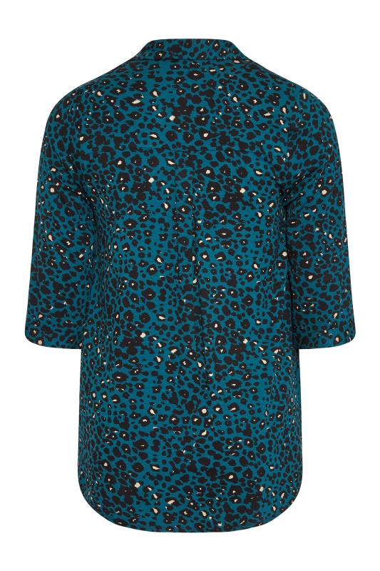 Plus Size YOURS LONDON Emerald Green Animal Print Button Placket Shirt | Yours Clothing 7