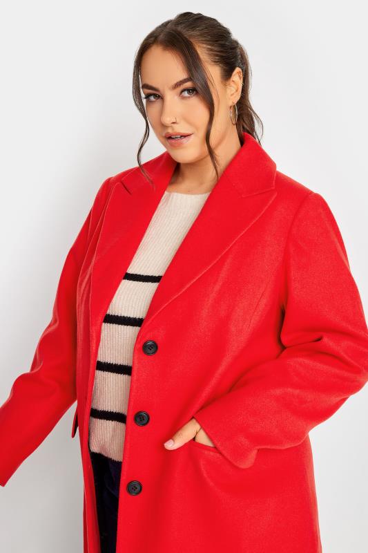 YOURS Plus Size Red Midi Formal Coat | Yours Clothing 4