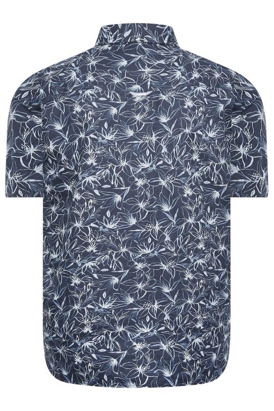 D555 Big & Tall Navy Blue Floral Print Shirt | BadRhino 4