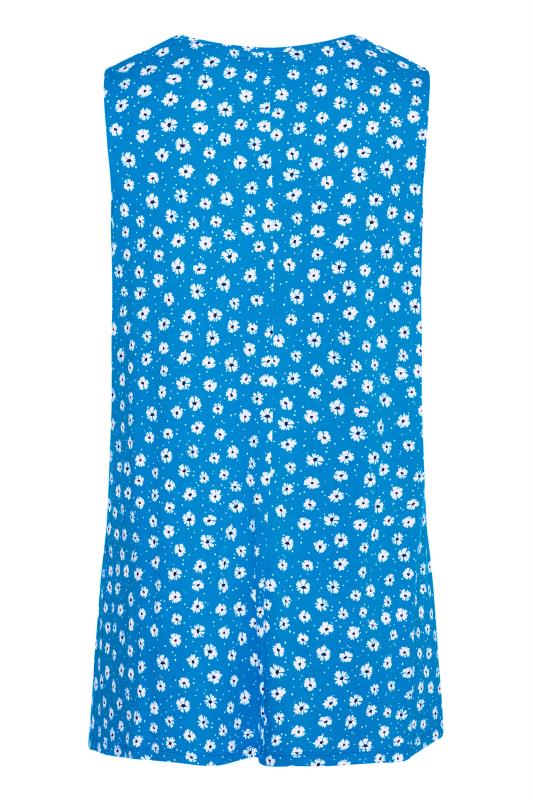 Plus Size Aqua Blue Daisy Swing Vest Top | Yours Clothing 7