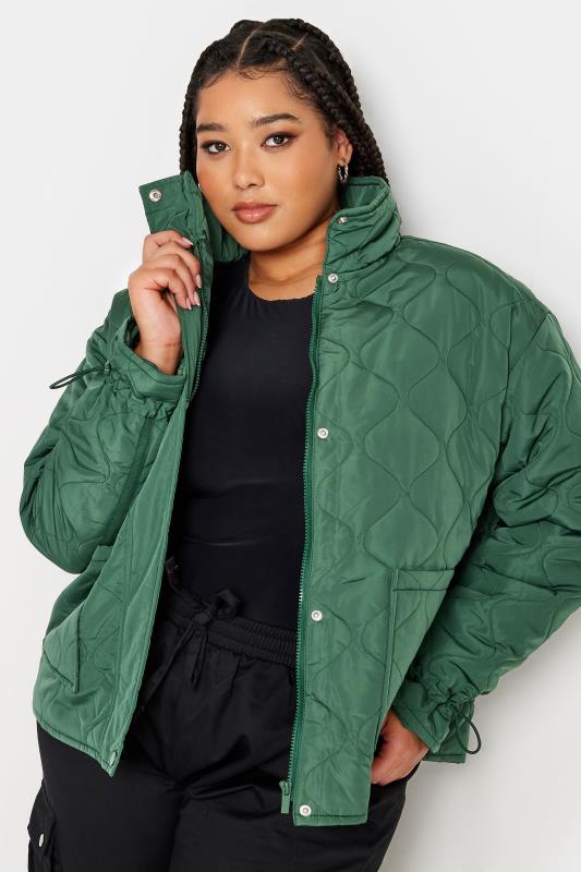 Plus Size  YOURS Curve Green Quilted Jacket
