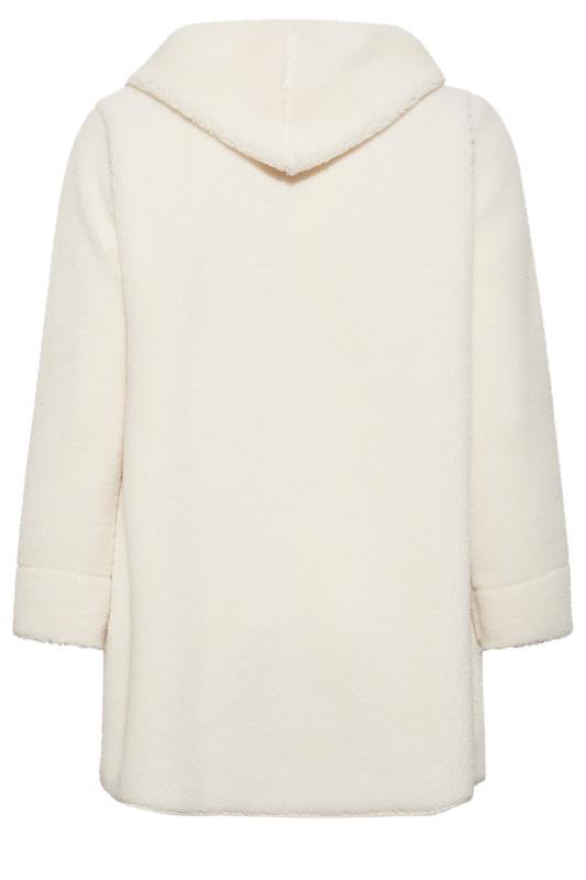 YOURS LUXURY Plus Size Cream Teddy Hooded Jacket | Yours Clothing 7