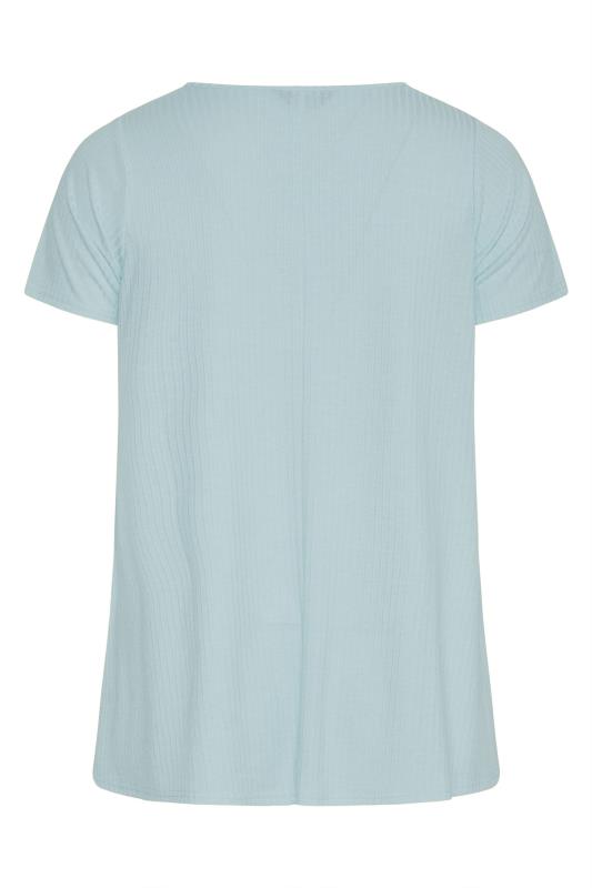 Plus Size Light Blue Ribbed Swing Top | Yours Clothing 6
