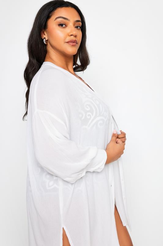 YOURS Plus Size White Button Up Beach Shirt | Yours Clothing 5
