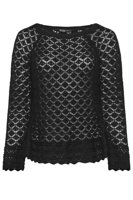 YOURS Plus Size Black Crochet Detail Jumper | Yours Clothing 6