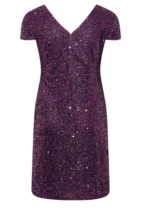 YOURS LONDON Plus Size Purple Sequin Embellished Shift Dress | Yours Clothing 7