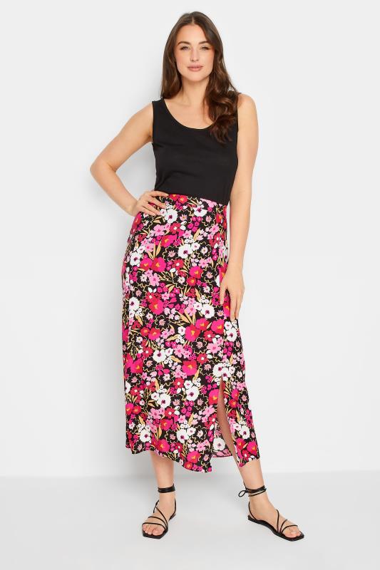 Tall Women's LTS Black Floral Print Midi Skirt | Long Tall Sally 2