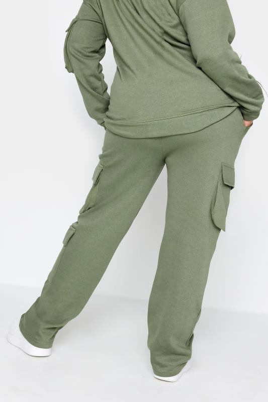 YOURS Plus Size Khaki Green Straight Leg Cargo Joggers | Yours Clothing 3
