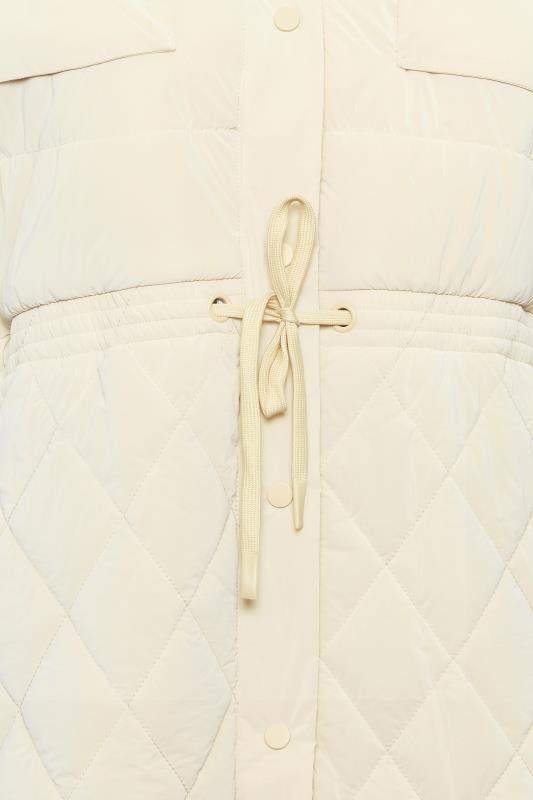 YOURS Plus Size Cream Shirred Waist Padded Coat | Yours Clothing 5