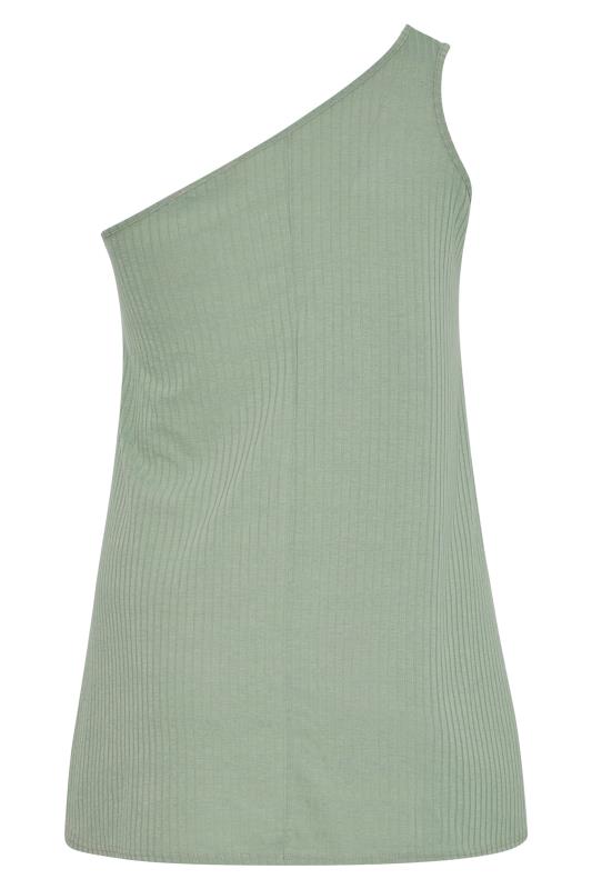 LIMITED COLLECTION Curve Sage Green Split Strap Ribbed Cami Top 7