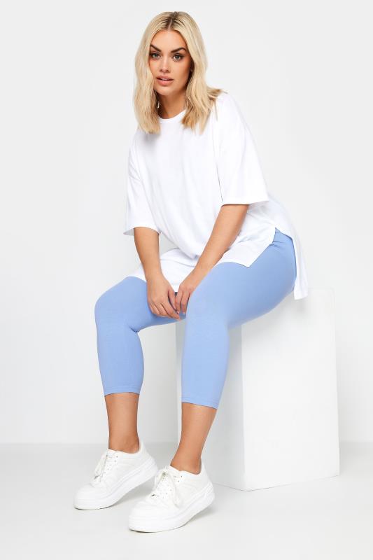 YOURS Plus Size Light Blue Cropped Leggings | Yours Clothing 2