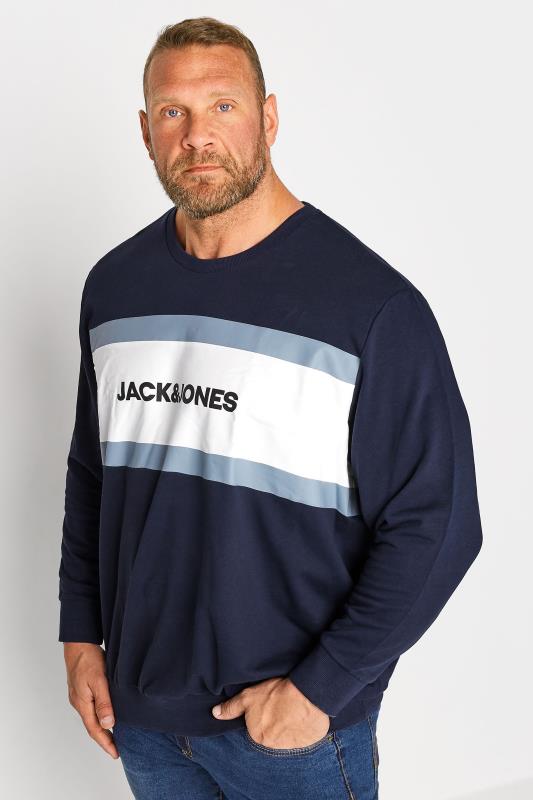 Men's  JACK & JONES Big & Tall Navy Blue Shake Crew Sweatshirt
