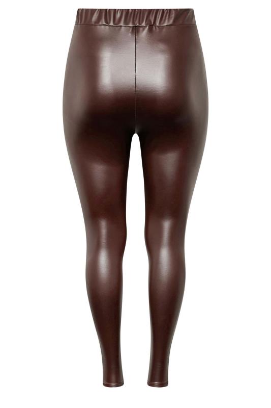 Plus Size Brown Leather Look Leggings | Yours Clothing 6
