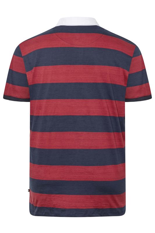 KAM Big & Tall Navy Blue Stripe Rugby Polo Shirt 4