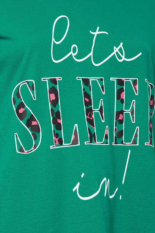 YOURS Plus Size Green 'Let's Sleep In' Slogan Nightdress | Yours Clothing 4