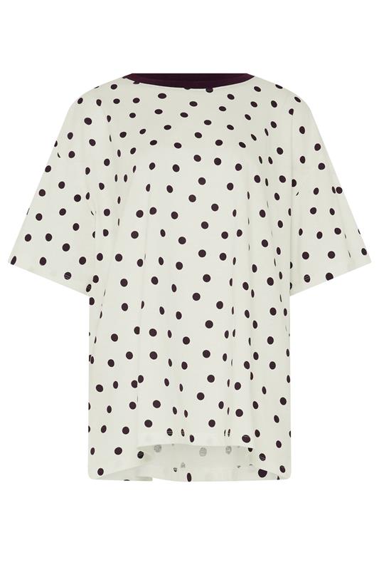 YOURS Plus Size White Spot Oversized T-Shirt | Yours Clothing 5