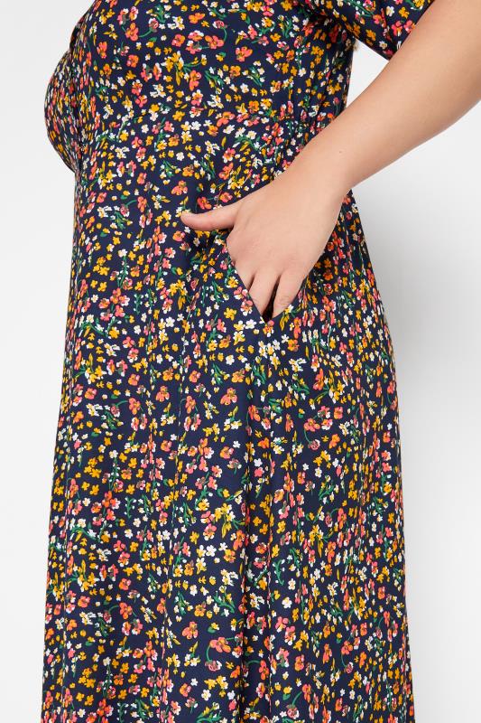 LIMITED COLLECTION Plus Size Navy Blue Floral Tea Dress | Yours Clothing 4
