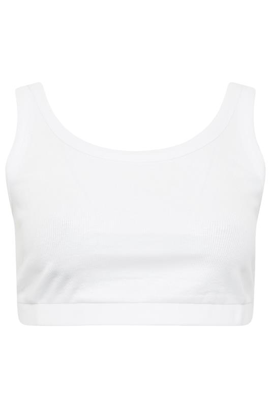 YOURS Plus Size White Ribbed Crop Top | Yours Clothing  7