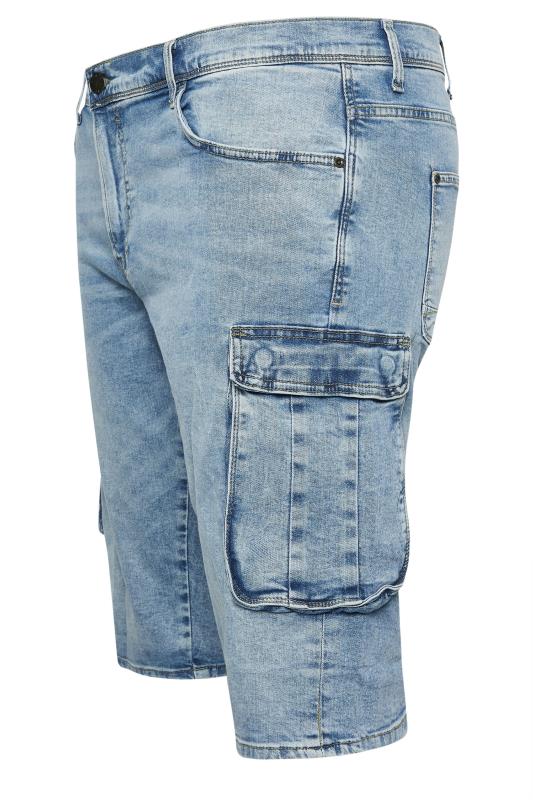 BLEND Big & Tall Blue Denim Cargo Shorts | BadRhino 6