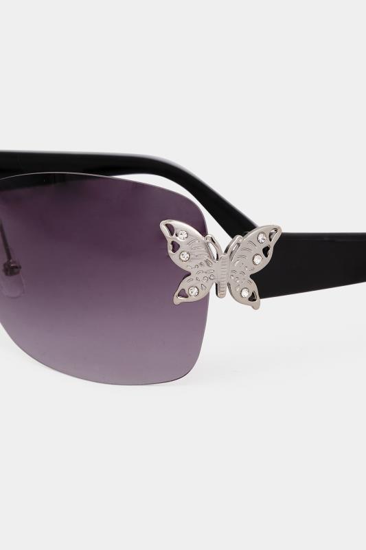 Black Butterfly Frameless Sunglasses | Yours Clothing 4