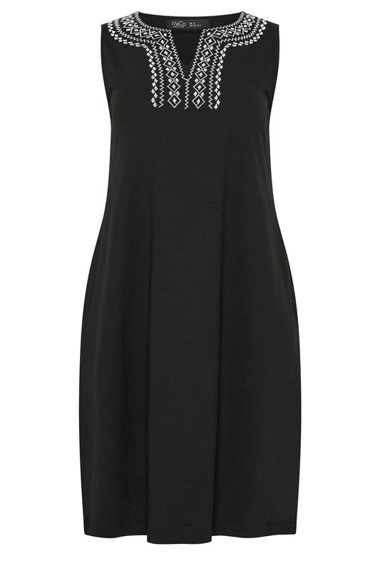 M&Co Petite Black Embroidered Neck Cotton Midi Dress | M&Co 6