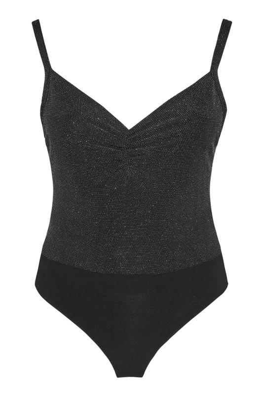 LIMITED COLLECTION Black Glitter Ruched Bodysuit_F.jpg