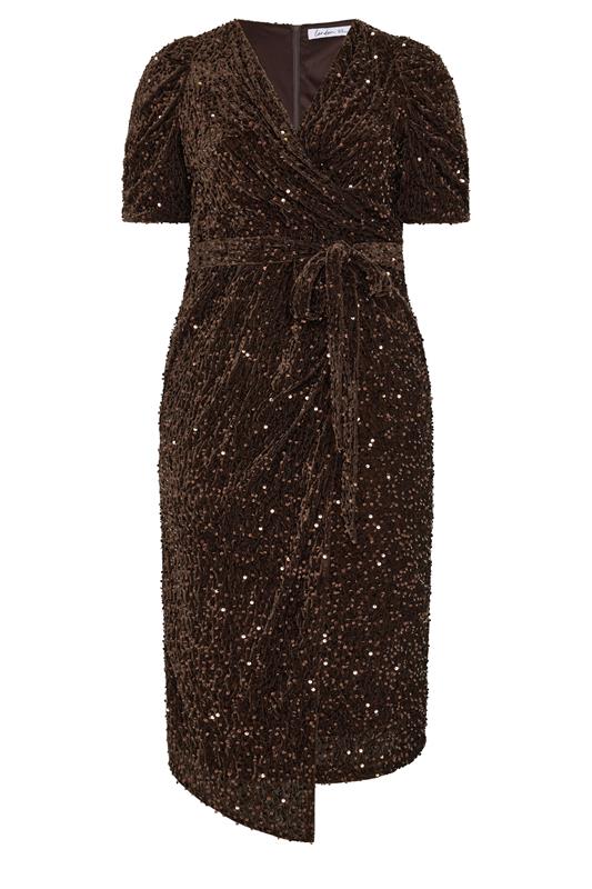 brown sequin wrap dress 21Six MAEZ SEQUIN DRESS IN BROWN