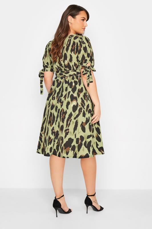 YOURS LONDON Curve Khaki Green Leopard Print Wrap Dress_CR.jpg