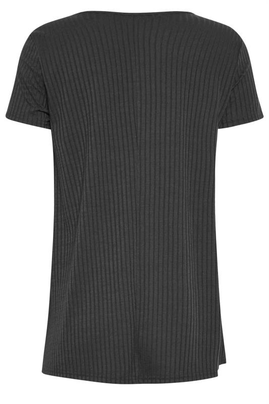 LTS Tall Women's Black Ribbed Button Detail T-Shirt | Long Tall Sally  7