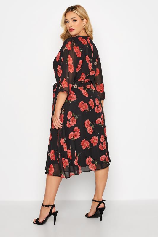 YOURS LONDON Plus Size Black Poppy Floral Print Dress | Yours Clothing 3