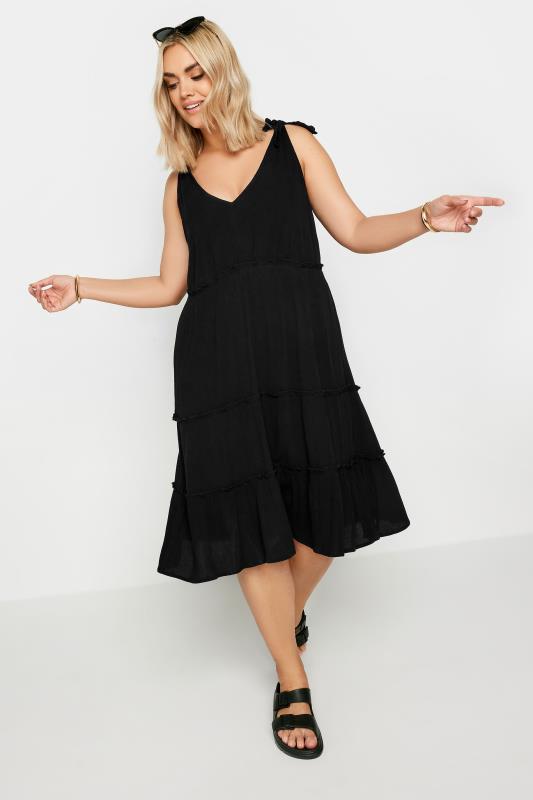 LIMITED COLLECTION Plus Size Black Tiered Midi Dress | Yours Clothing 3