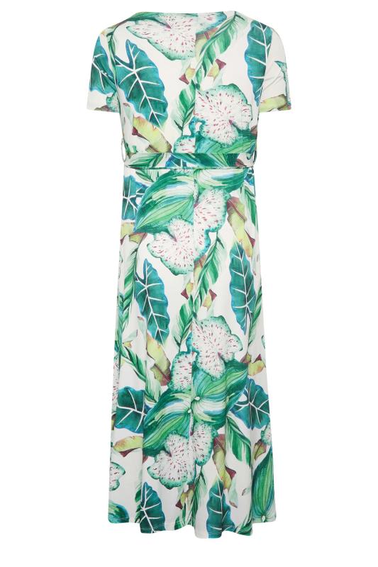 YOURS Curve Plus Size White Leaf Print Maxi Wrap Dress | Yours Clothing  7