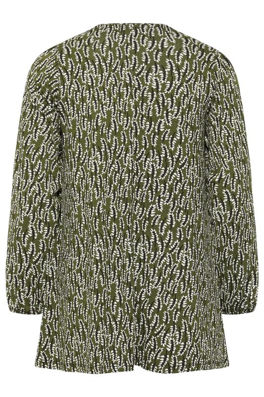 Curve Plus Size Long Sleeve Green Floral Pleated Top | Yours Clothing 7