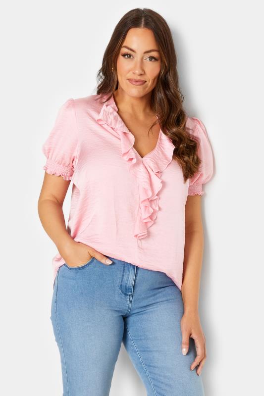 Pink Satin V-Neck Top