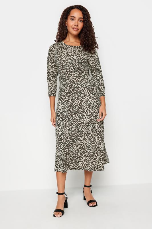 M&Co Natural Brown Leopard Print Midi Dress | M&Co 2