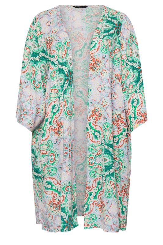 YOURS Plus Size Green Paisley Print Kimono | Yours Clothing 5