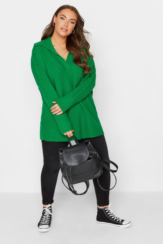Plus Size Green Oversized Sailor Collar Jumper | Yours Clothing  2