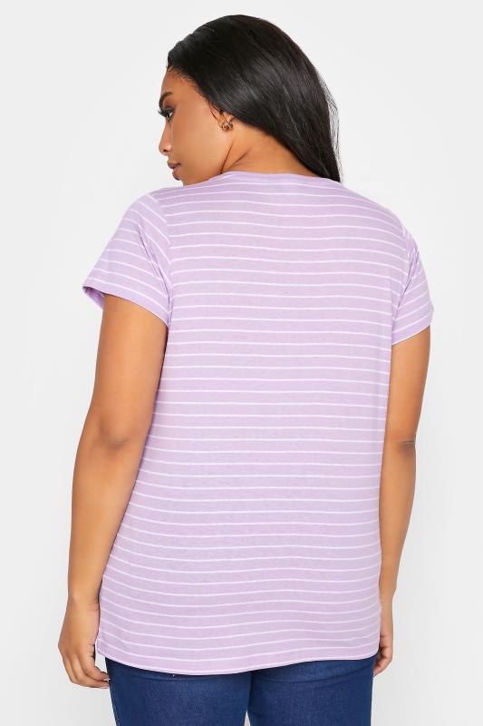 Curve Lilac Purple Stripe Short Sleeve T-Shirt_C.jpg