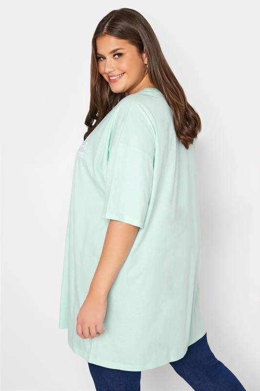 Plus Size Mint Green 'California State' Slogan Oversized T-Shirt | Yours Clothing  3