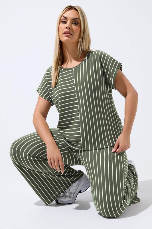  LIMITED COLLECTION camiseta verde caqui a rayas