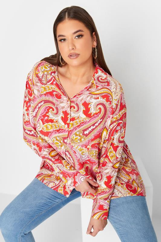 YOURS Curve Plus Size Pink Paisley Print Long Sleeve Shirt | Yours Clothing  5