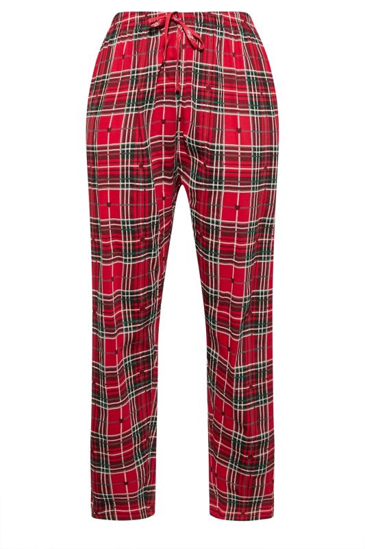 Curve Plus Size Red Tartan Heart Wide Leg Pyjama Bottoms | Yours Clothing 7