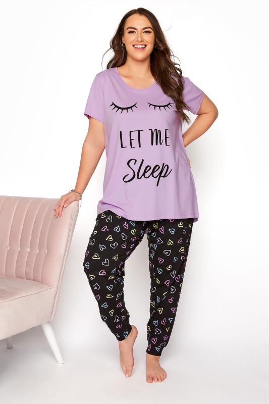 Curve Purple 'Let Me Sleep' Dipped Back Pyjama Top 2