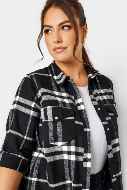 YOURS Plus Size Black Check Print Longline Shirt | Yours Clothing 4