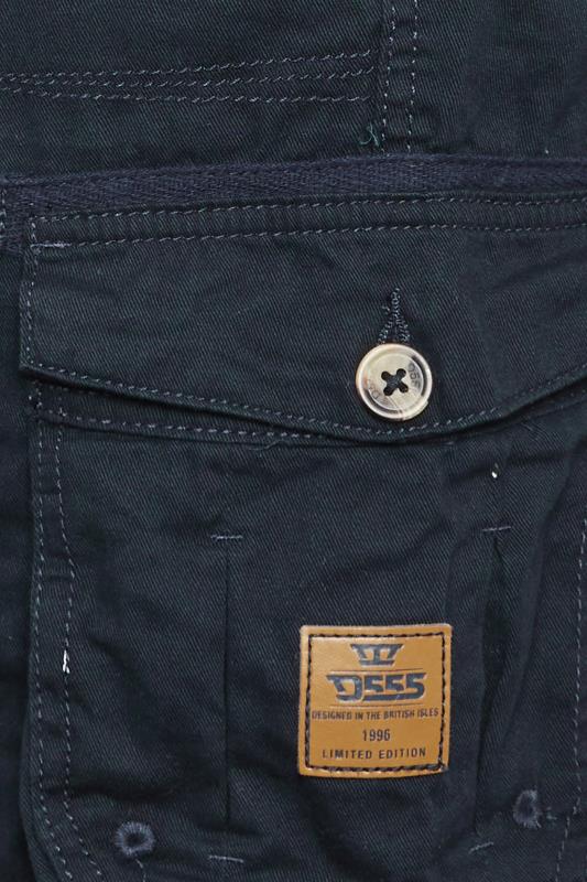 D555 Big & Tall Navy Blue Cotton Cargo Shorts | BadRhino 6