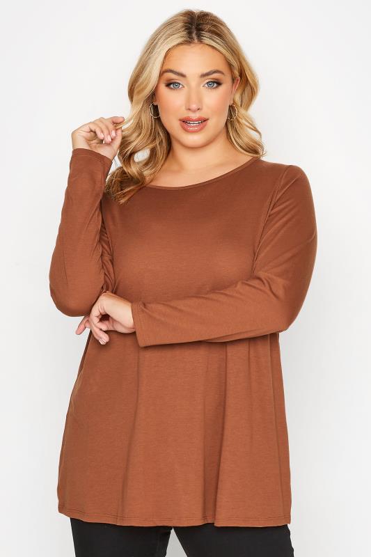 Plus Size Rust Orange Long Sleeve T-Shirt | Yours Clothing 1