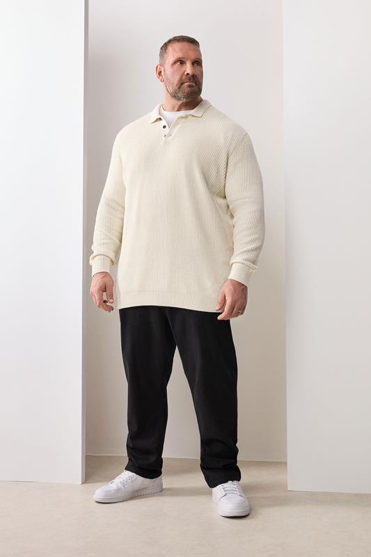  BadRhino Big & Tall Pull marron naturel en maille épaisse avec col